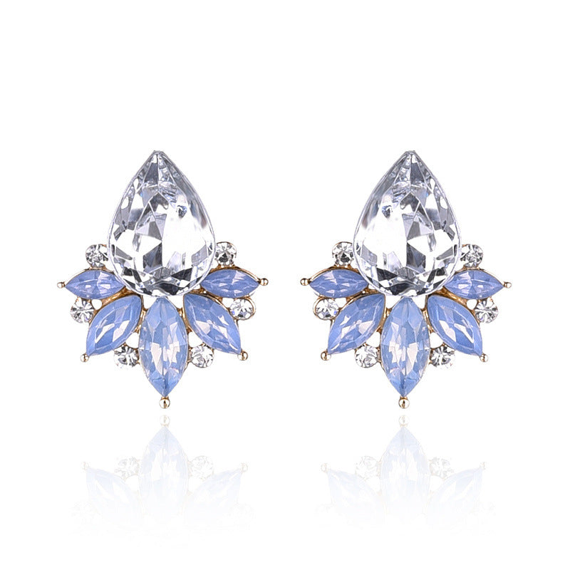 UNI-11632 - Blue & White Fancy Crystal Diamond - Earring