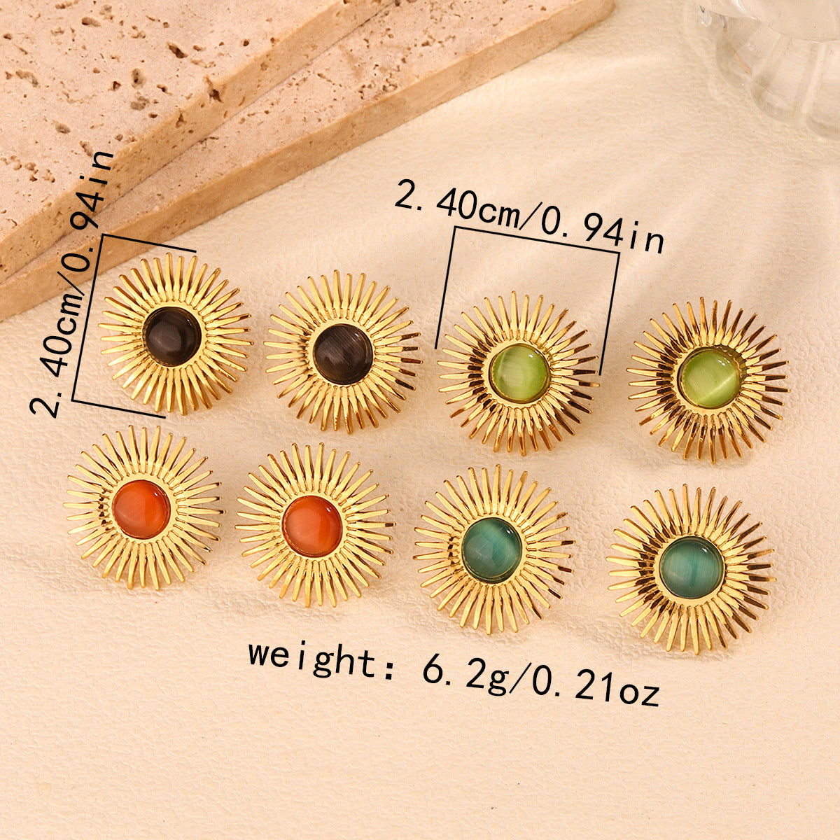 Solara - Black Ear Studs - B-90134
