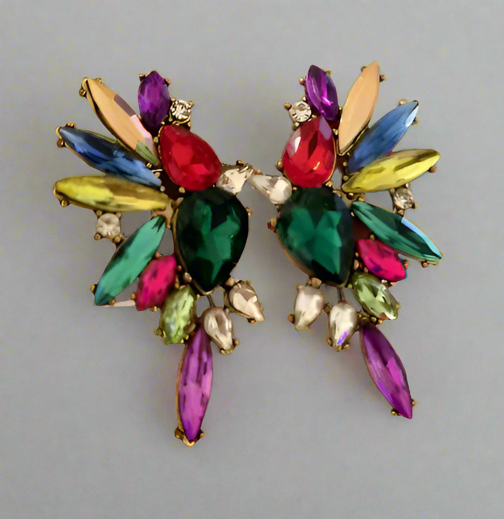 UNI-11615 - Multi Crystal Butterfly - Earring