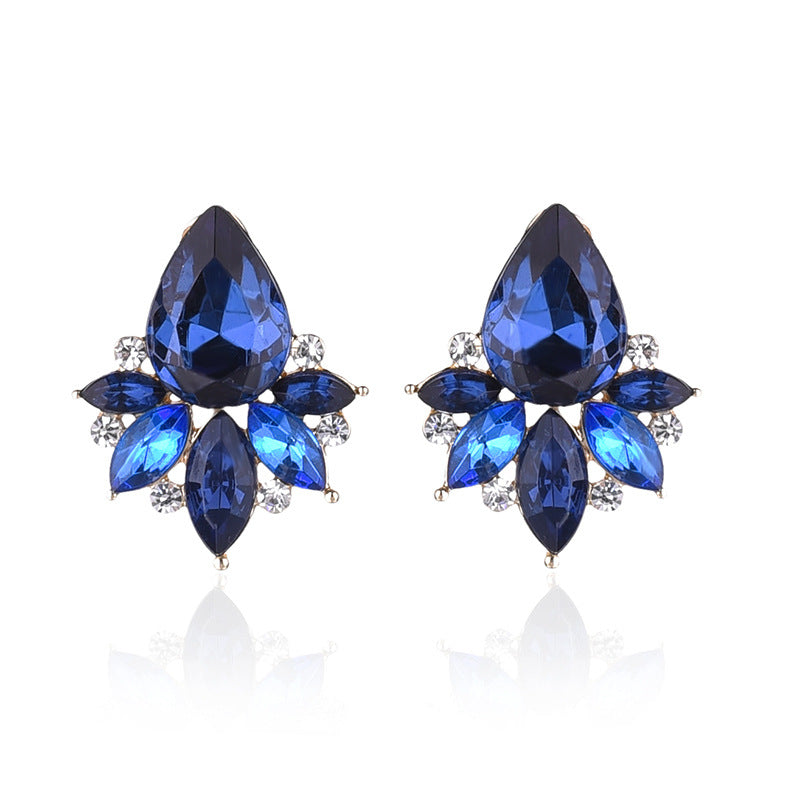 UNI-11629-  Navy Blue Fancy Crystal Diamond - Earring