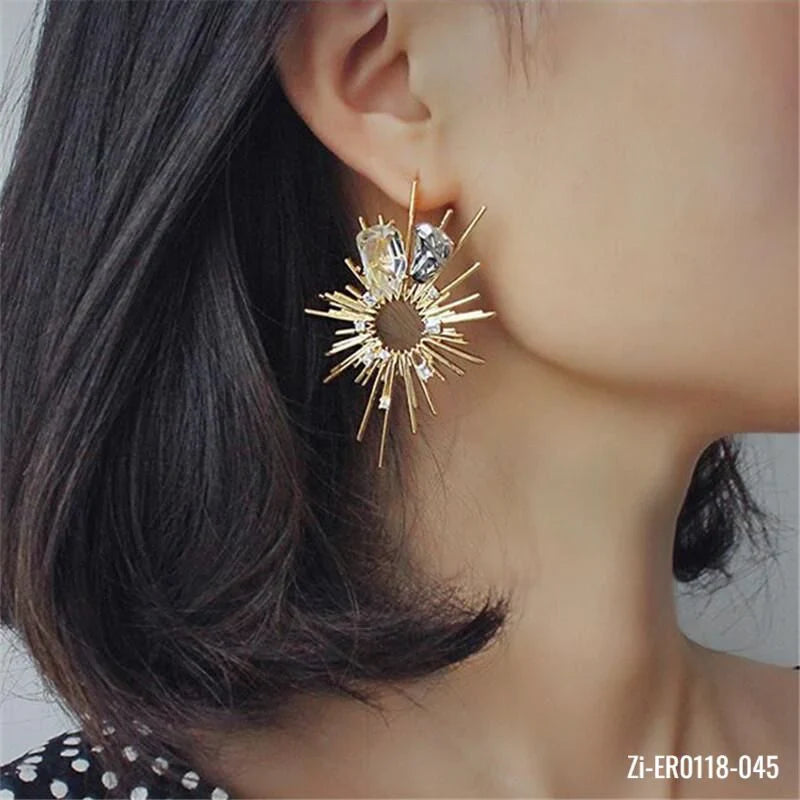 UNI-11601 - Crystal  Gem Elegant Foiled Flower - Earring