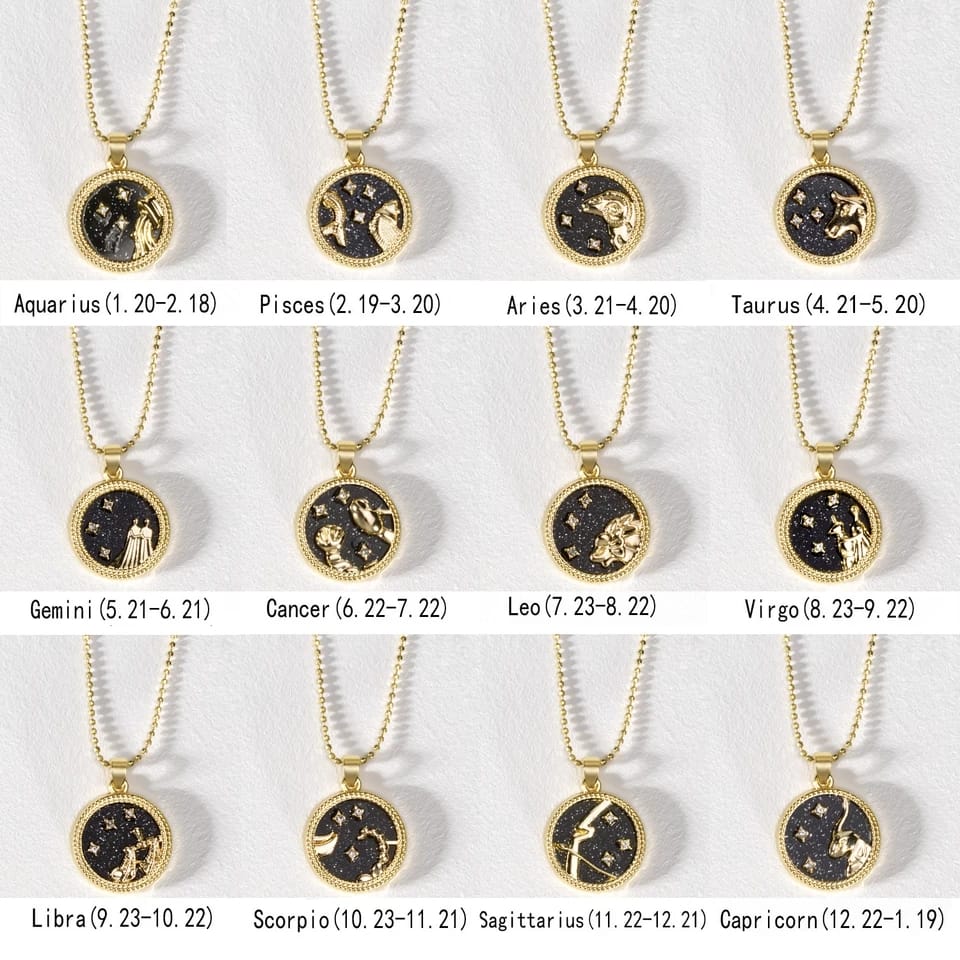 Black Zodiac Sign Gold - Necklace