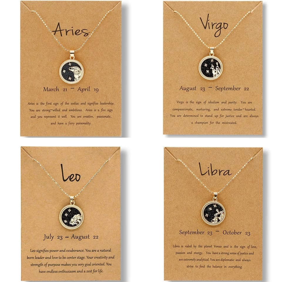 Black Zodiac Sign Gold - Necklace