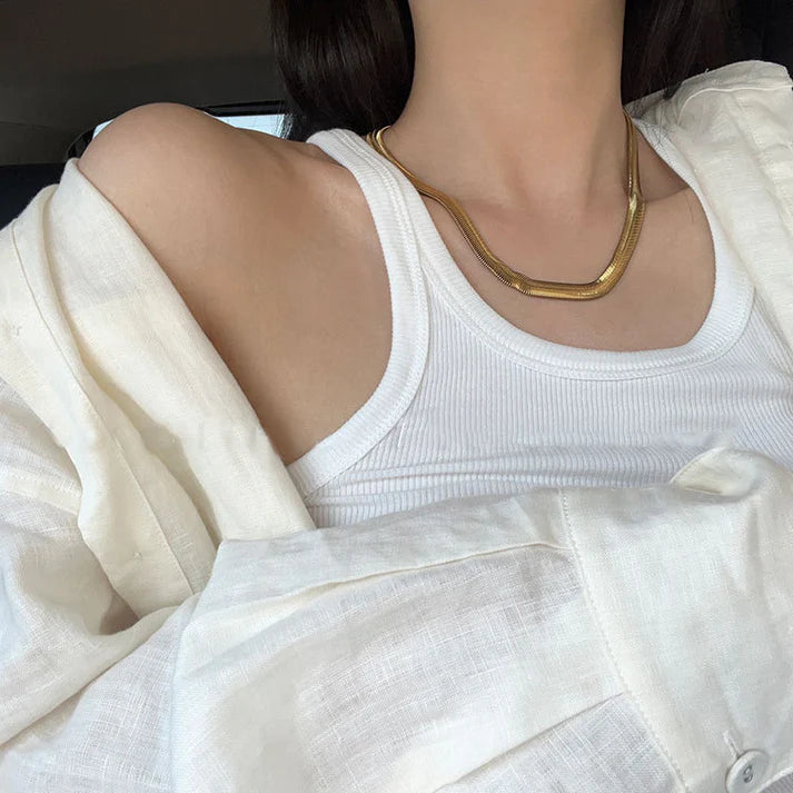 Herringbone Gold Chain - Necklace - B-211