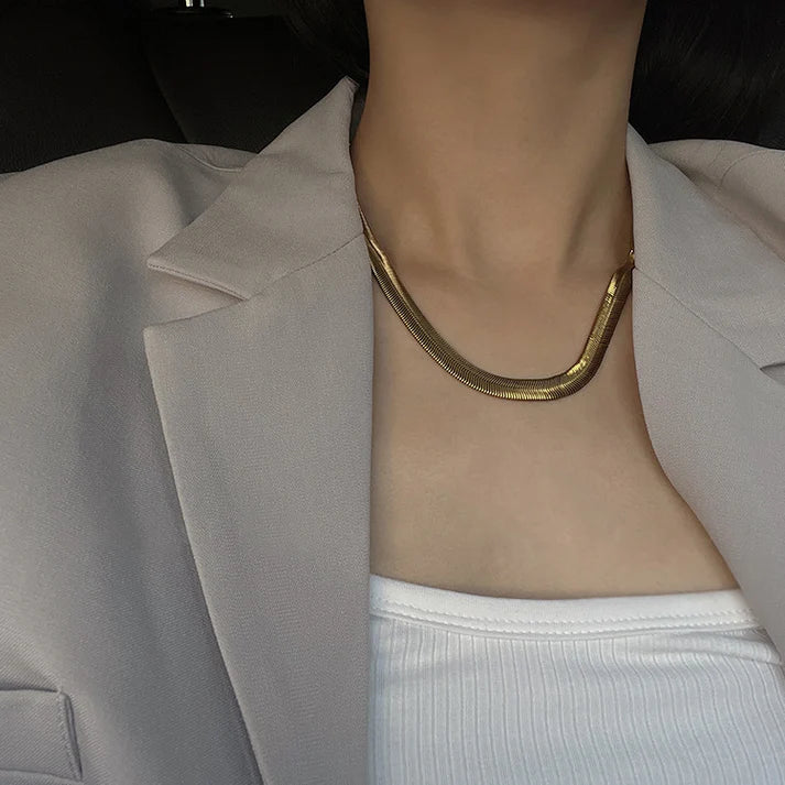 Herringbone Gold Chain - Necklace - B-211
