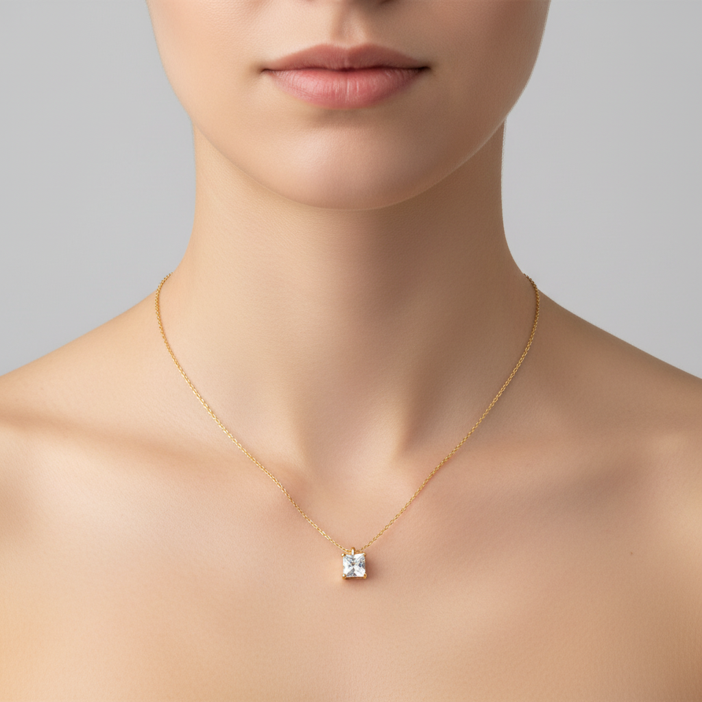 Frosted Square - Necklace - B-238