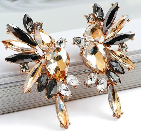 UNI-11614 - Champagne & Black  Crystal Butterfly - Earring