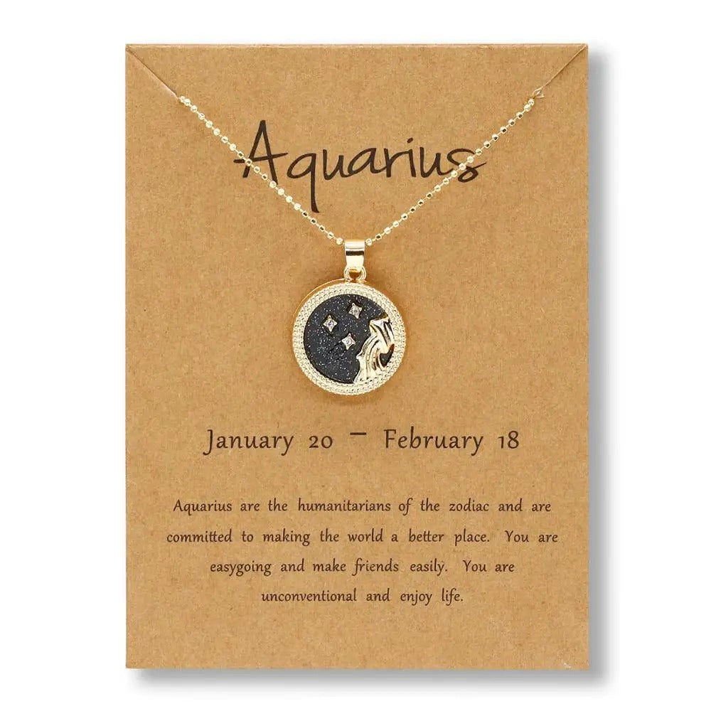 Black Zodiac Sign Gold - Necklace