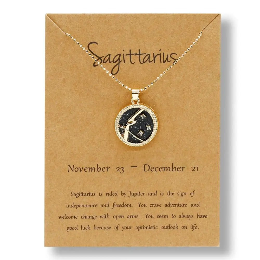 Black Zodiac Sign Gold - Necklace