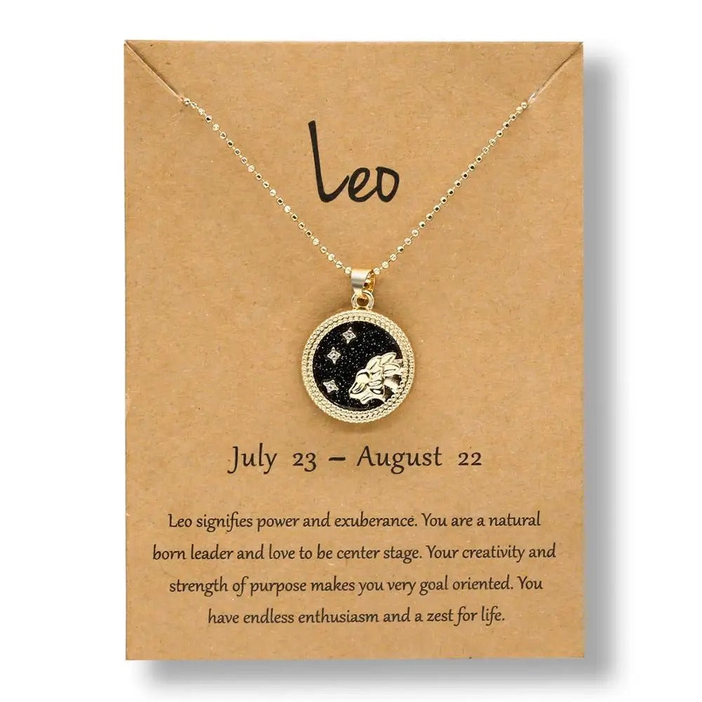 Black Zodiac Sign Gold - Necklace