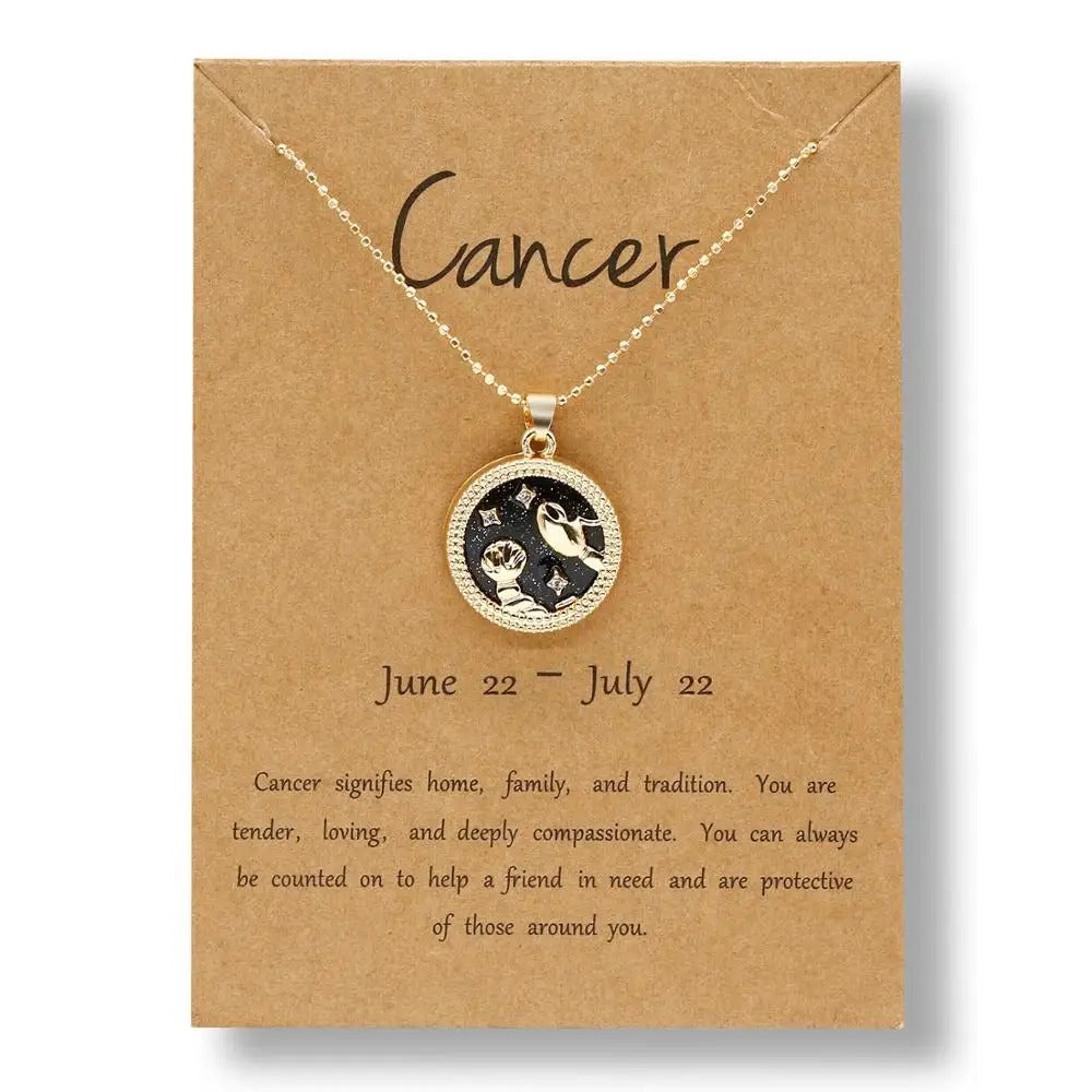 Black Zodiac Sign Gold - Necklace