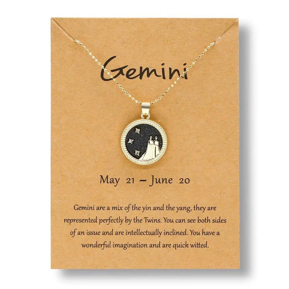 Black Zodiac Sign Gold - Necklace