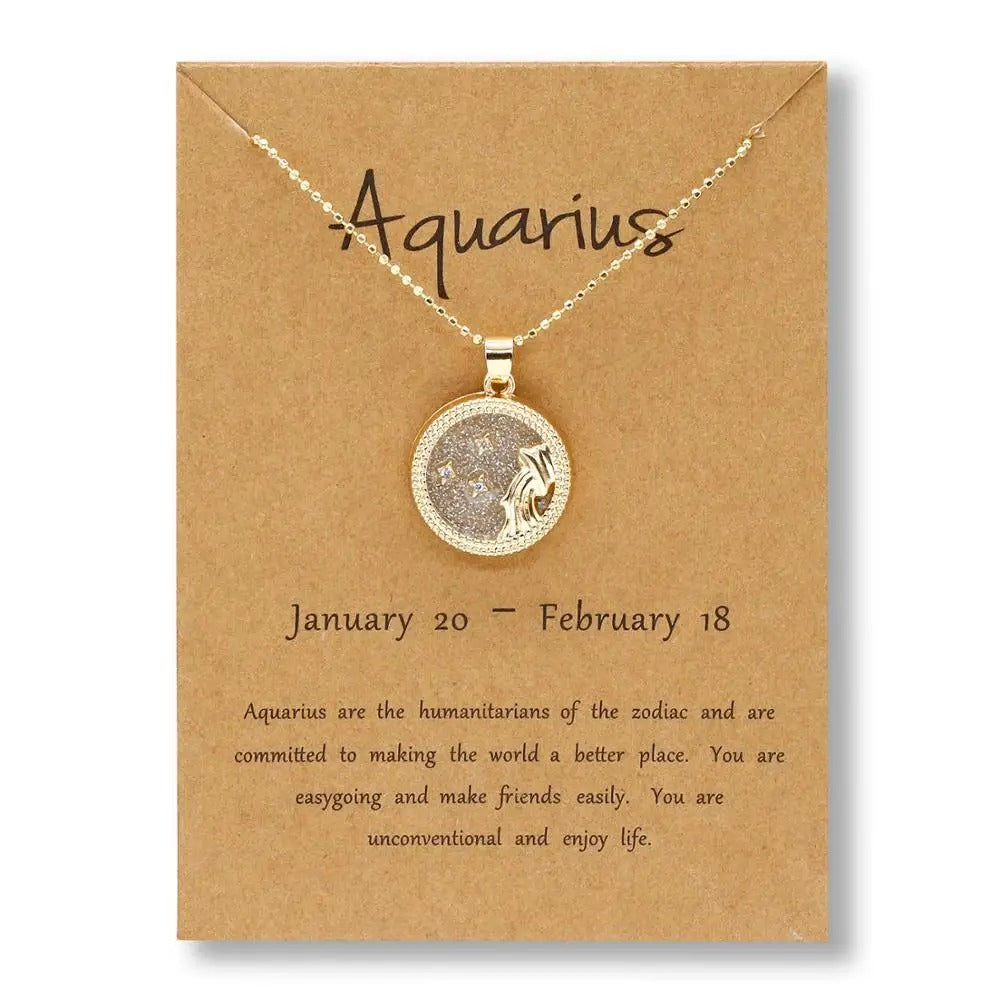 Silver Zodiac Sign Rose Gold - Necklace