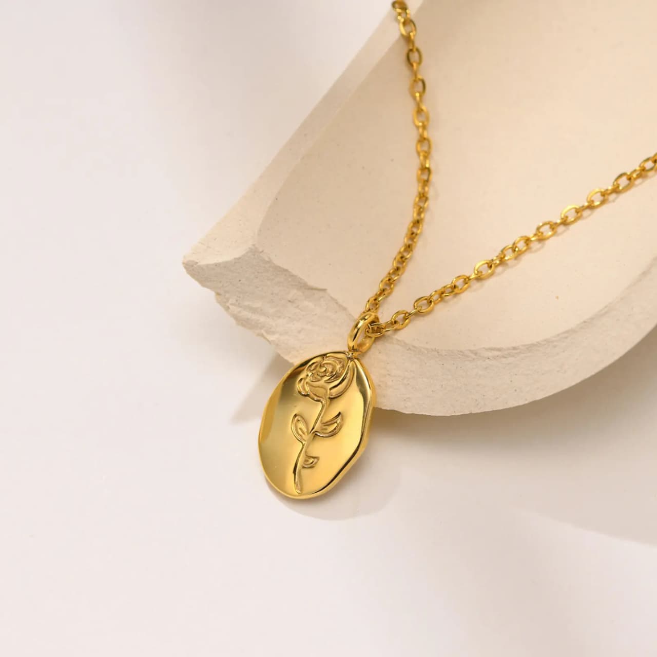 Engraved Rose - Necklace - B-235