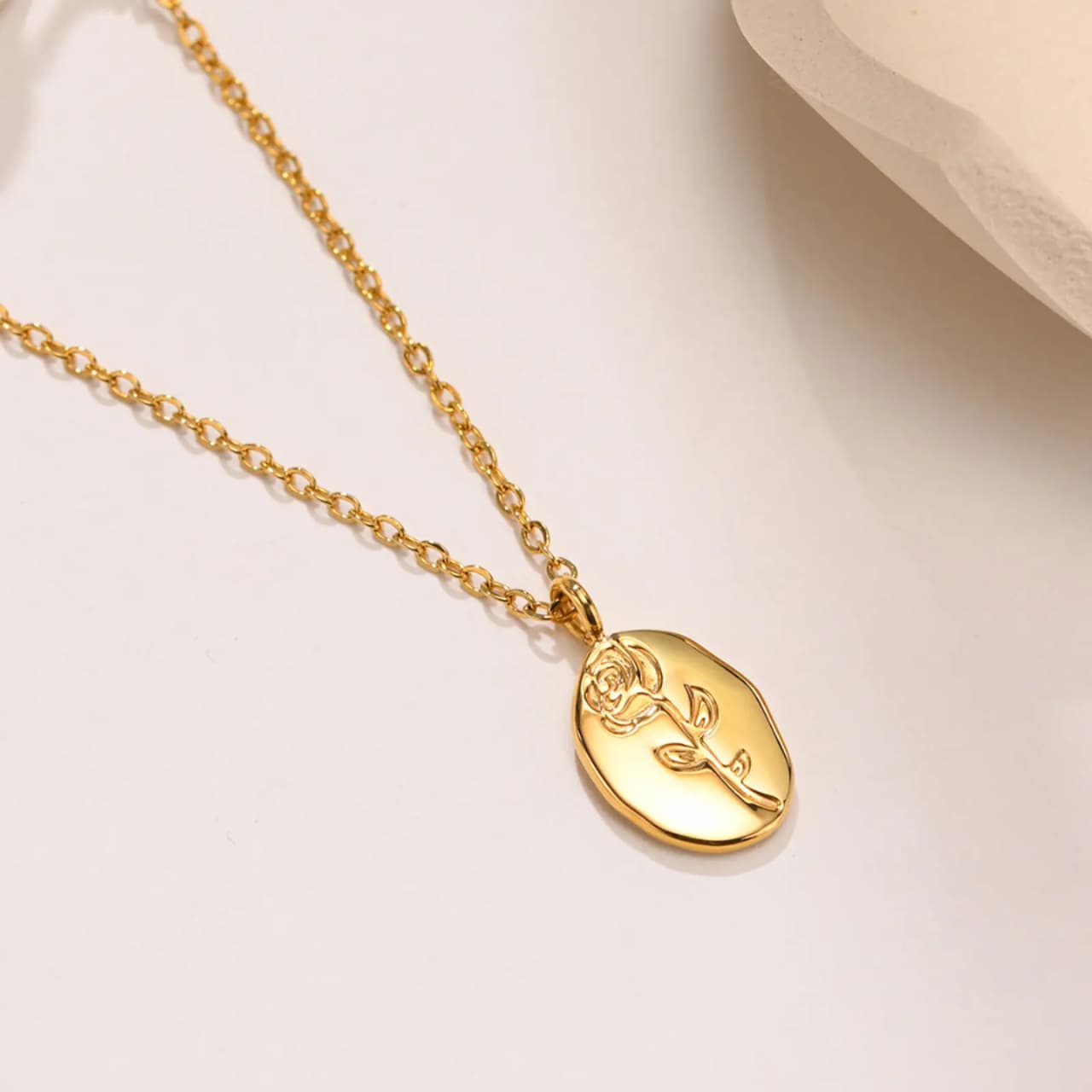 Engraved Rose - Necklace - B-235